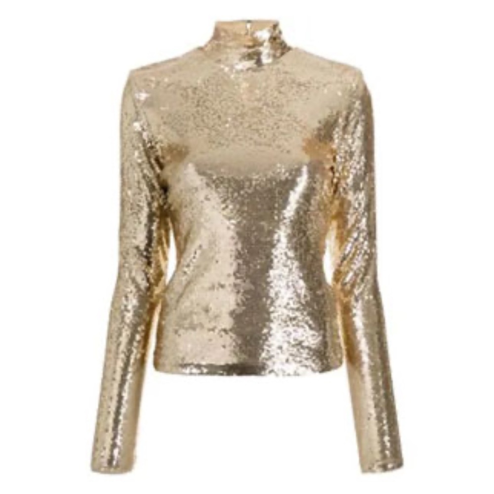 Polo Ralph Lauren Sequin Turtleneck Top - Gold XL NWT
